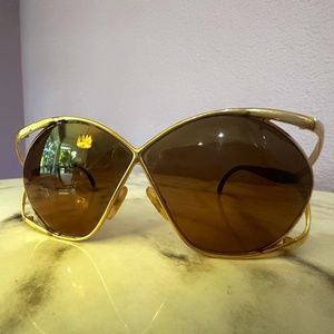 Vintage 80s Christian Dior Sunglasses Butterfly 2056 41 BrownGold Austria *READ*